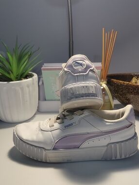 Puma White Sneakers with Light Purple Accents - Kids